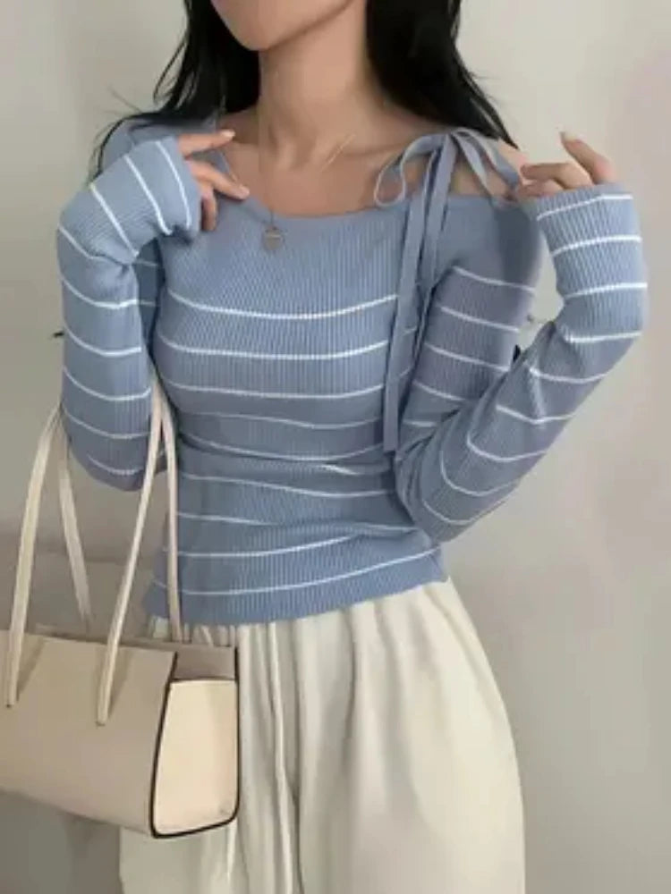 Nuevo suéter elegante de mujer con hombros descubiertos