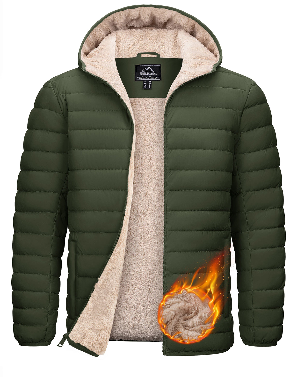 TACVASEN – Chaqueta acolchada con capucha y forro sherpa