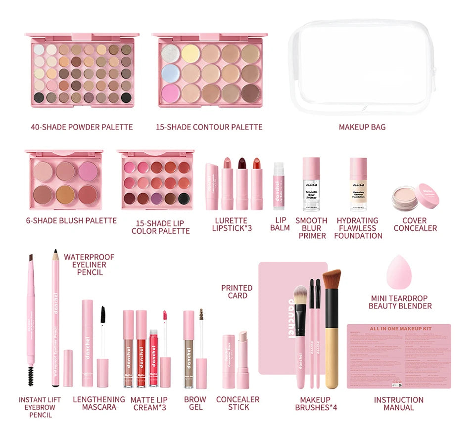 Set de maquillaje todo en uno que reúne todos los cosméticos