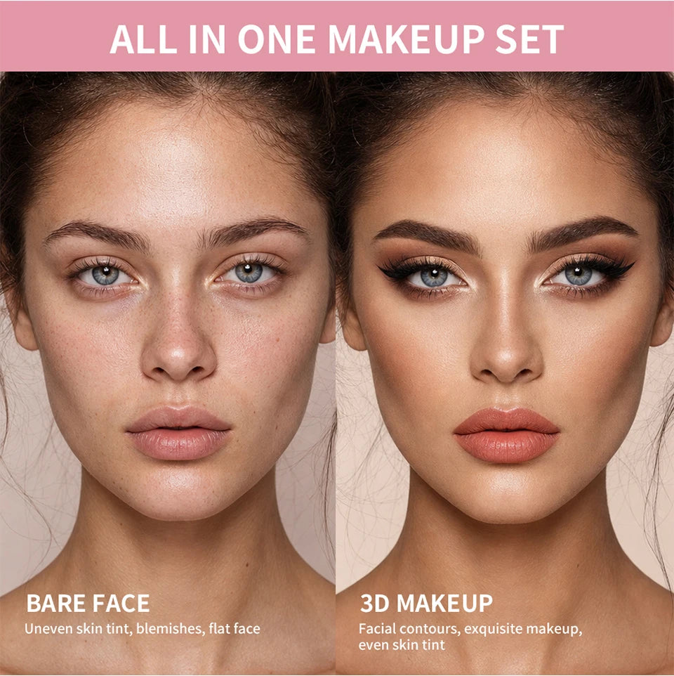 Set de maquillaje todo en uno que reúne todos los cosméticos