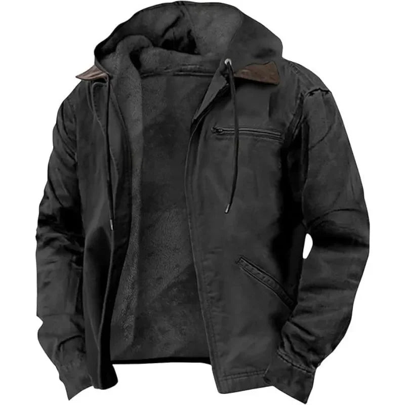 Chaqueta casual con capucha y cremallera para hombre