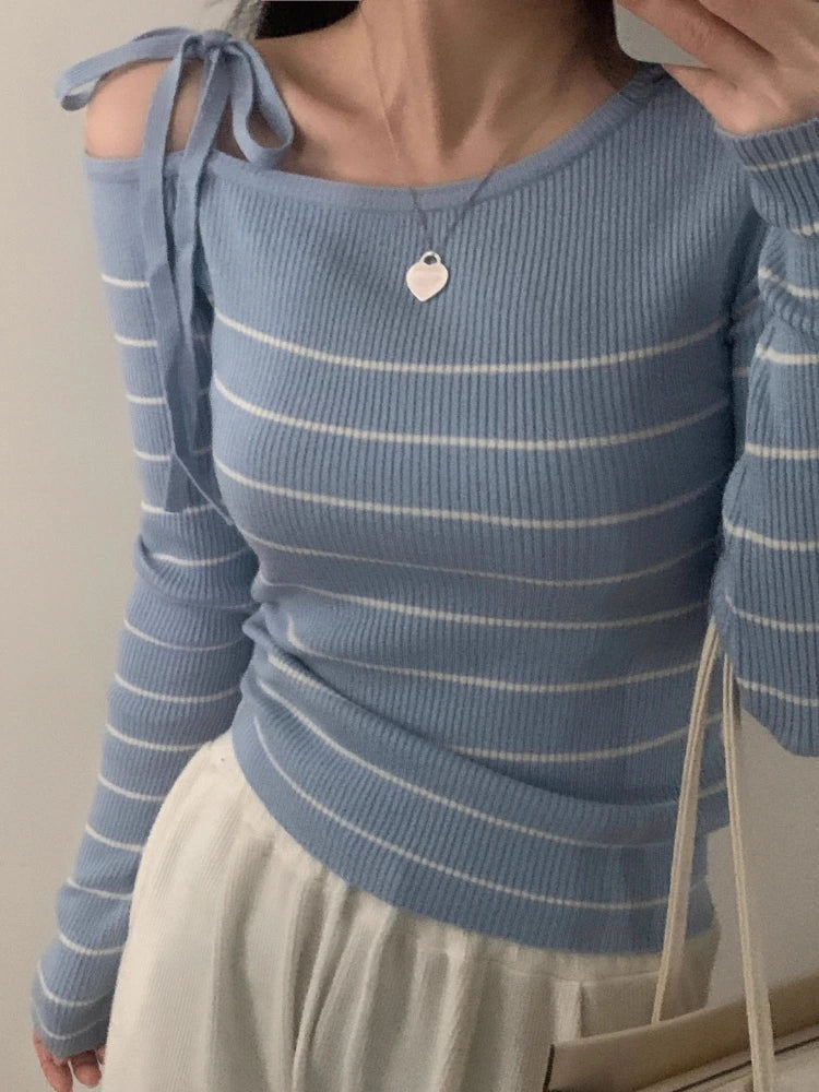 Nuevo suéter elegante de mujer con hombros descubiertos