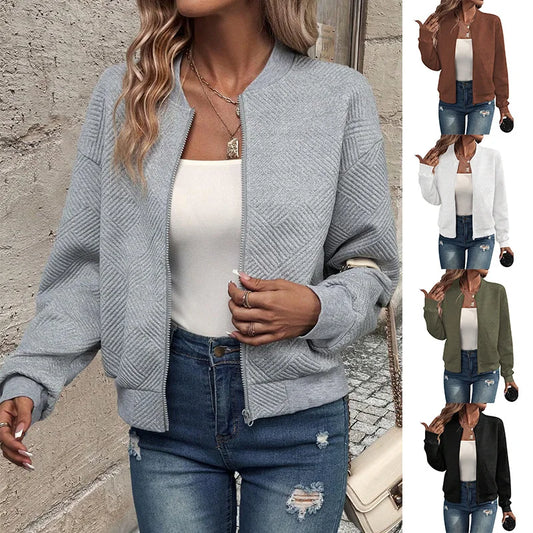Chaqueta de color liso con cremallera para Mujer